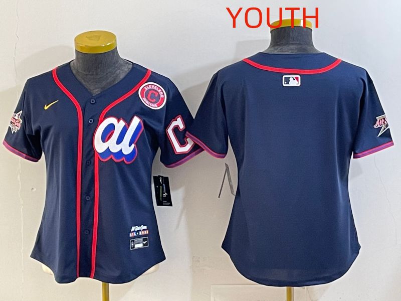 Youth 2025 Cleveland Indians Blank Drak Blue All star Nike MLB Jersey style 02